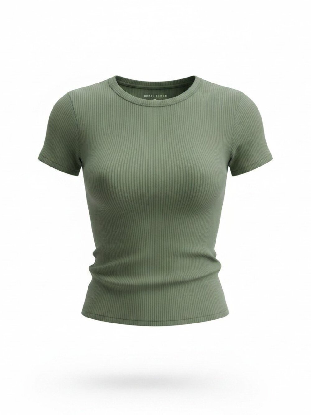 REBEL SUGAR Sage Green Ribbed Short-Sleeve Top | Size Small (S/P)